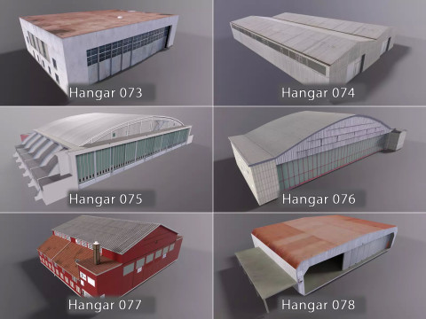 Background Hangars Pack With LODs Model 3D