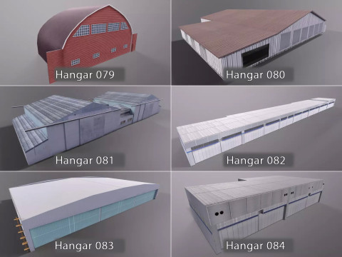 Background Hangars Pack With LODs Model 3D