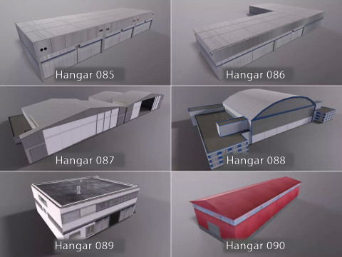 Background Hangars Pack With LODs Model 3D