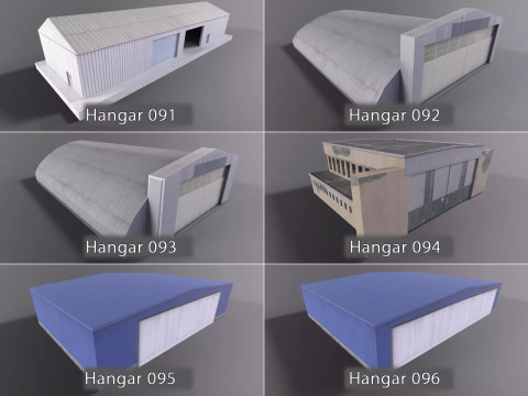 Background Hangars Pack With LODs Model 3D