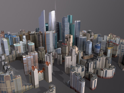 City Buildings Pack Vol4 With LODs 301-400 3D Модель