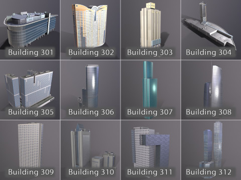 City Buildings Pack Vol4 With LODs 301-400 3D Модель