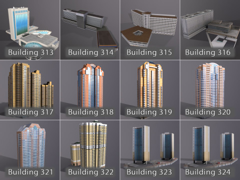 City Buildings Pack Vol4 With LODs 301-400 3D Модель