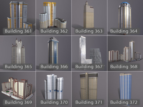 City Buildings Pack Vol4 With LODs 301-400 3D Модель