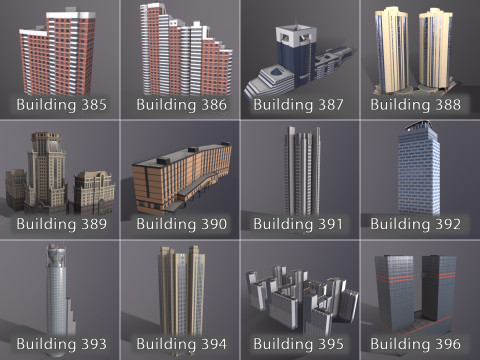 City Buildings Pack Vol4 With LODs 301-400 3D Модель