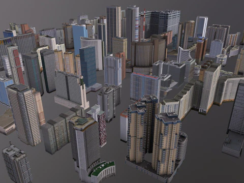 Pacote de edif&iacute;cios urbanos Vol3 com LODs 201-300 Modelo 3D