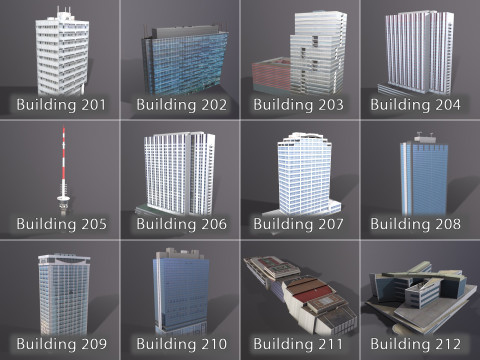 City Buildings Pack Vol3 With LODs 201-300 3D Модель