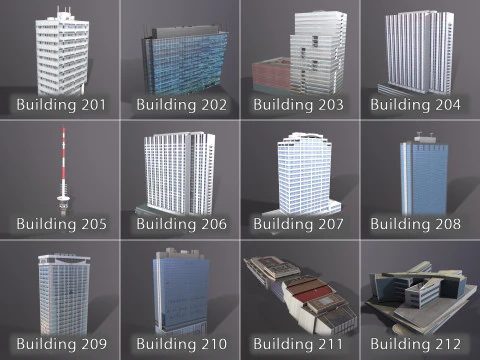City Buildings Pack Vol3 With LODs 201-300 3D Model