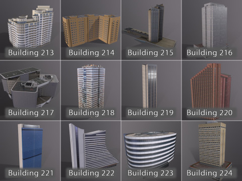 City Buildings Pack Vol3 With LODs 201-300 3D Модель