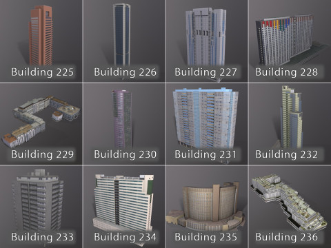 City Buildings Pack Vol3 With LODs 201-300 3D Модель