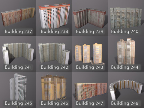 City Buildings Pack Vol3 With LODs 201-300 3D Модель