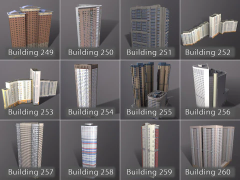 City Buildings Pack Vol3 With LODs 201-300 3D Model