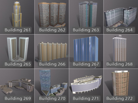 City Buildings Pack Vol3 With LODs 201-300 3D Модель