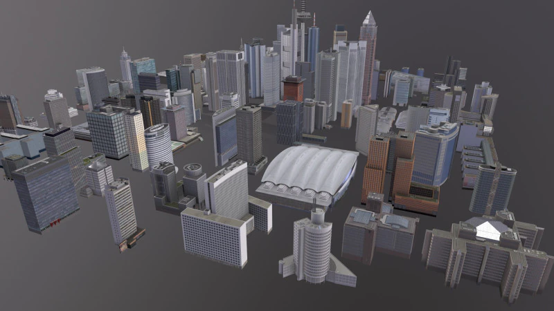 City Buildings Pack Vol2 With LODs 101-200 3D Model .c4d .max .obj .3ds .fbx .stl .blend 