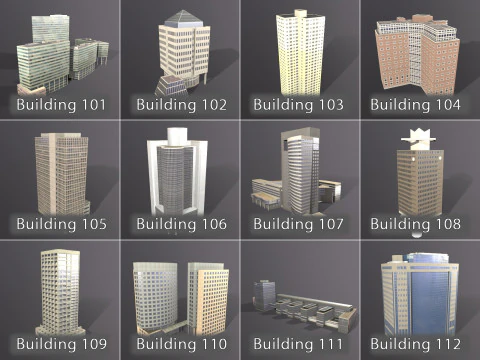 City Buildings Pack Vol2 With LODs 101-200 3D Model