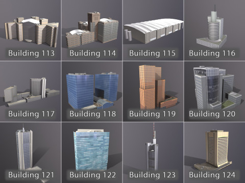 City Buildings Pack Vol2 With LODs 101-200 3D मॉडल