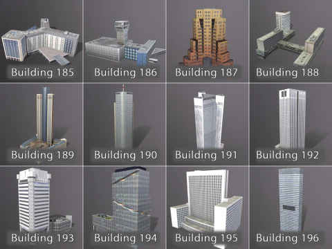 City Buildings Pack Vol2 With LODs 101-200 3D Model