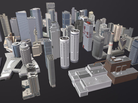 City Buildings Pack Vol1 With LODs 1-100 3D Modell