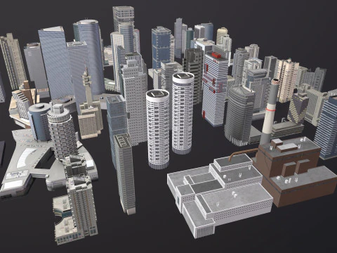 City Buildings Pack Vol1 With LODs 1-100 3D Model
