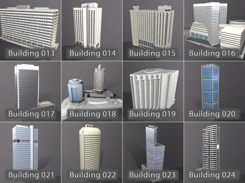 City Buildings Pack Vol1 With LODs 1-100 3D Model