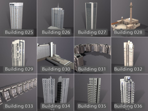City Buildings Pack Vol1 With LODs 1-100 3D Modell