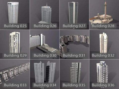 City Buildings Pack Vol1 With LODs 1-100 3D Model