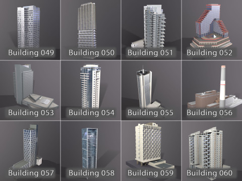 City Buildings Pack Vol1 With LODs 1-100 3D Modell