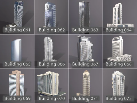 City Buildings Pack Vol1 With LODs 1-100 3D Model