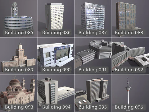 City Buildings Pack Vol1 With LODs 1-100 3D Model