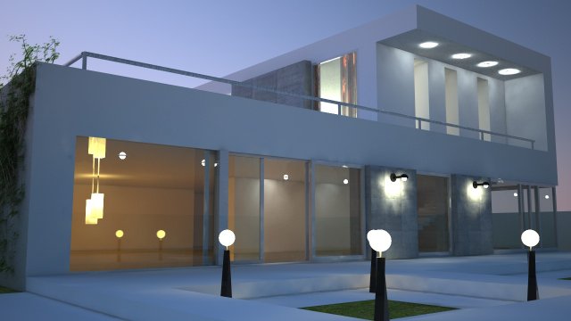modern house Model 3D .c4d .max .obj .3ds .fbx .stl .blend