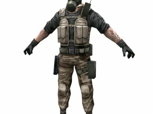 r4 gas mask army soldier 3D Model