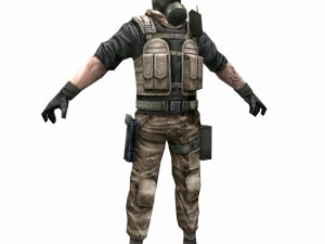 r4 gas mask army soldier 3D मॉडल