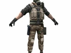 r4 gas mask army soldier 3D Model
