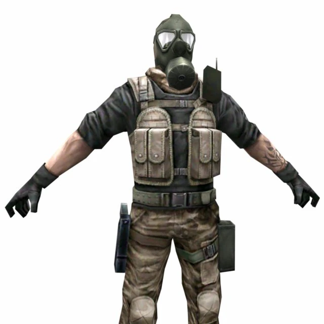 r4 gas mask army soldier 3D Model .c4d .max .obj .3ds .fbx .stl .blend 