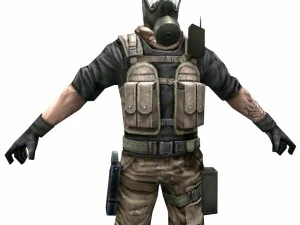 prajurit tentara masker gas r4 Model 3D