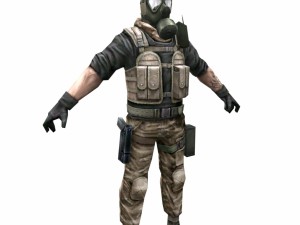 r4 gas mask army soldier 3D मॉडल