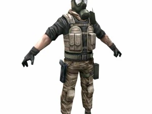 r4 gas mask army soldier 3D Model