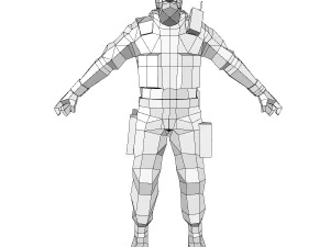 r4 gas mask army soldier 3D Model