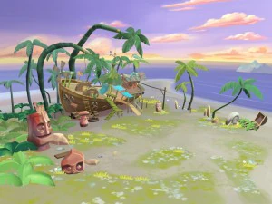 scena del naufragio in stile cartone animato Modello 3D