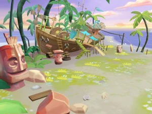 cartoony shipwreck scene 3D Model