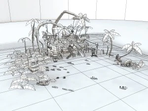 cartoony shipwreck scene 3D Model