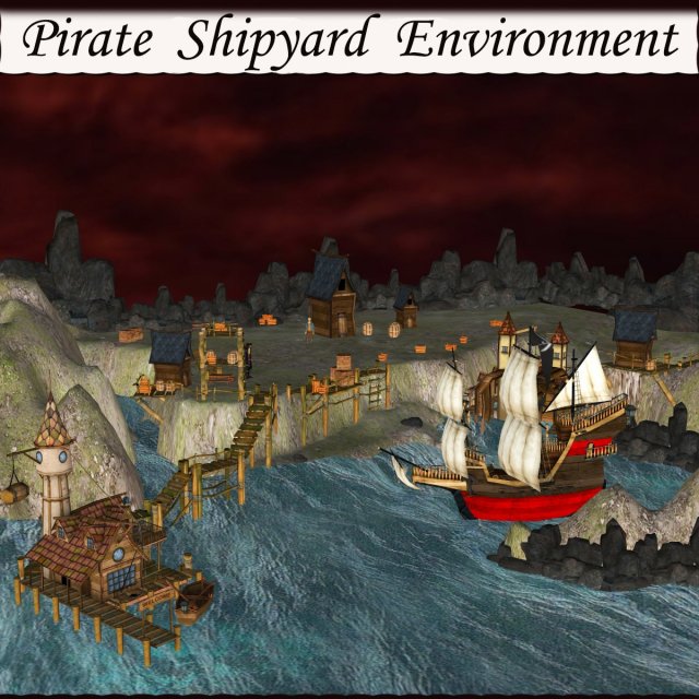 pirate shipyard environment Modelo 3D .c4d .max .obj .3ds .fbx .stl .blend 