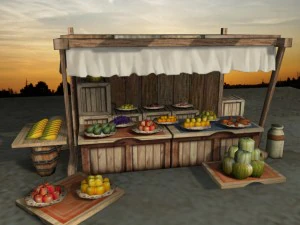 toko buah abad pertengahan Model 3D