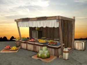 medieval fruit shop Model 3D