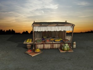 medieval fruit shop Model 3D