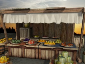 medieval fruit shop Model 3D