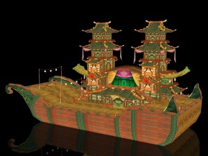 shikara night lighting boat Model 3D