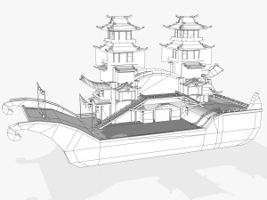 shikara night lighting boat Model 3D