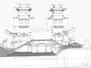 shikara night lighting boat Model 3D