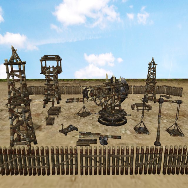 medieval village props set collection 3D Model .c4d .max .obj .3ds .fbx .stl .blend 